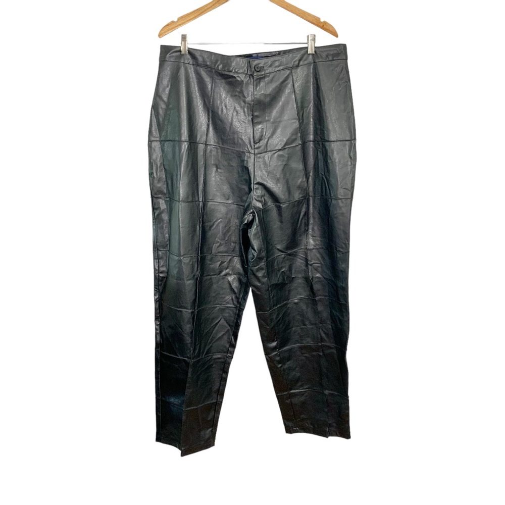 JAZZIE WOMEN Vegan Leather High Waist Window Pane Pants Sz 24